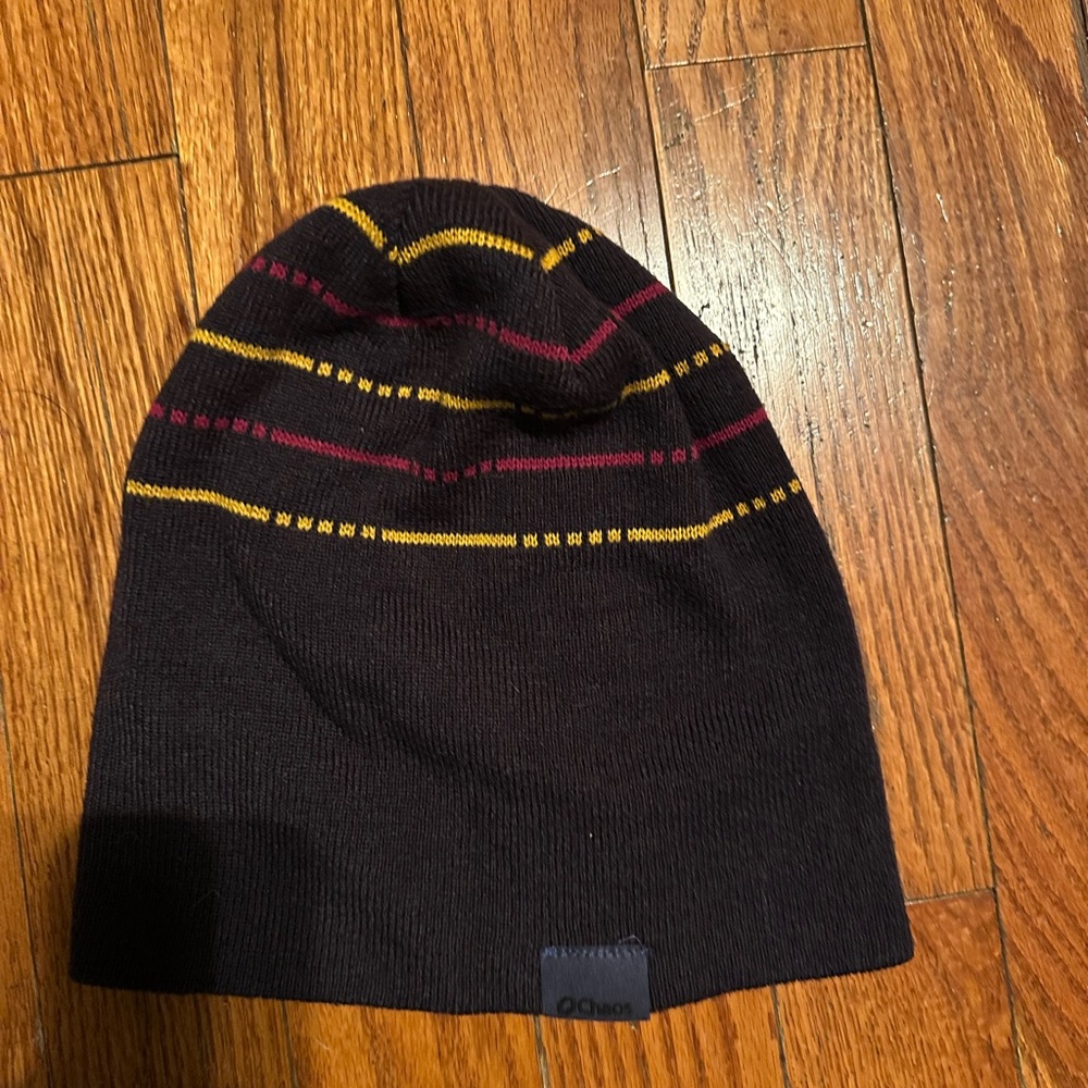 Elegant purple toque with Colorful Stripes